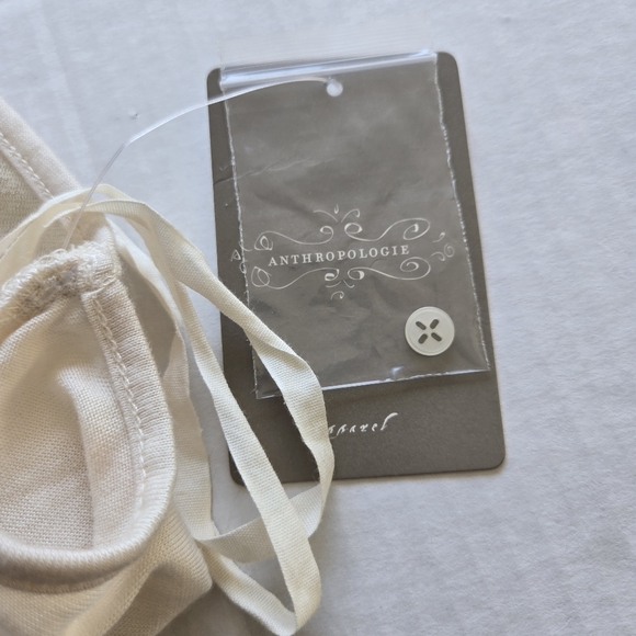 Anthropologie Deletta Staggered Gleam Tunic Halter Tank Cream Gold Mesh Sz Small - Picture 10 of 13